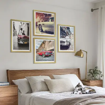 Klassiske biler i byerne billedvæg til over sofaen