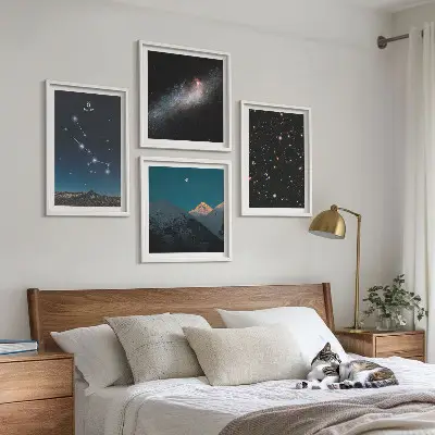 Kosmiske stjernebilleder billedvæg til ophæng over sofaen