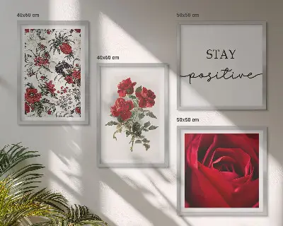 Røde roser blomster indskrift billedsæt med ramme