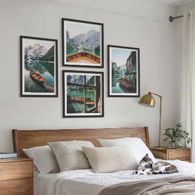 Billedsæt med ramme Hus ved bjergsøen i Łódź