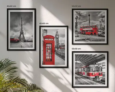 Ikoniske byer London Paris jernbane billedsæt med ramme