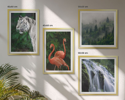 Billedvæg over sofa Tiger vandfald flamingoer natur