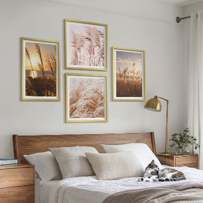 Billedsæt med ramme Boho græsmark solnedgang