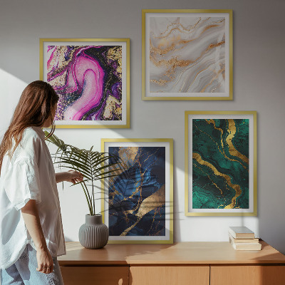 Billedvæg over sofa Abstrakt marmor med maling