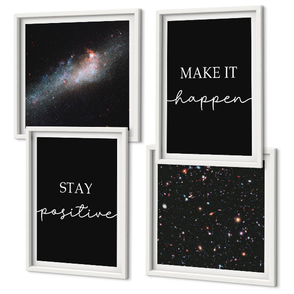 Billedvæg over sofa Motiverende slogans stjerner rum