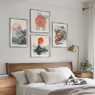 Asiatiske landskaber i Japan billedsæt med ramme