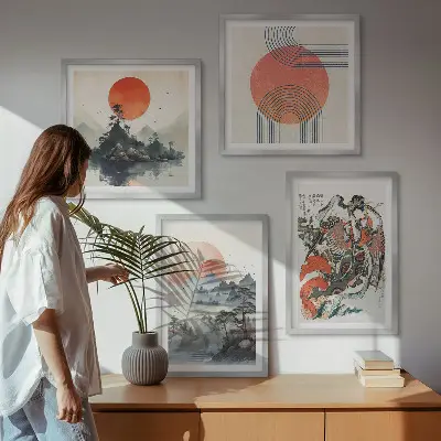 Asiatiske landskaber i Japan billedsæt med ramme
