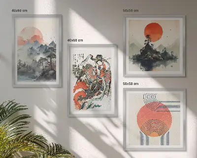 Asiatiske landskaber i Japan billedsæt med ramme