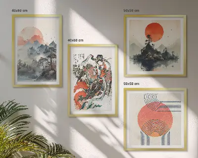 Asiatiske landskaber i Japan billedsæt med ramme
