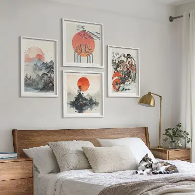 Asiatiske landskaber i Japan billedsæt med ramme