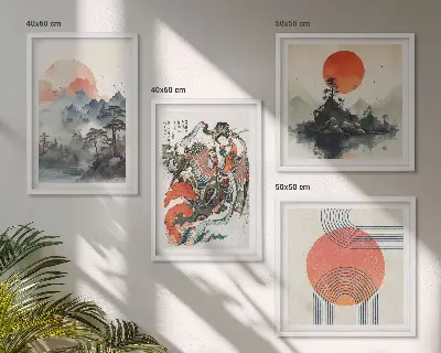 Asiatiske landskaber i Japan billedsæt med ramme