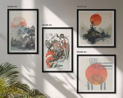 Asiatiske landskaber i Japan billedsæt med ramme