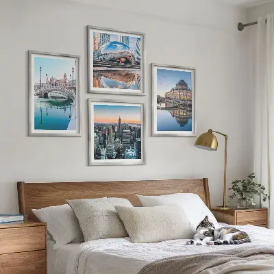 Arkitektur af byer på vandet billedvæg til over sofaen
