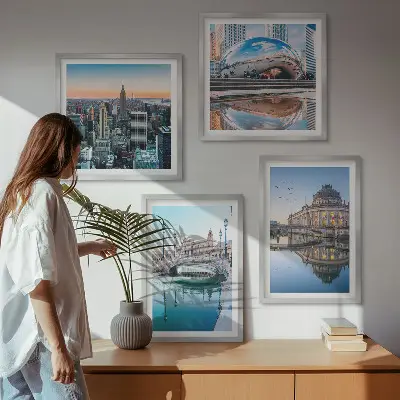 Arkitektur af byer på vandet billedvæg til over sofaen