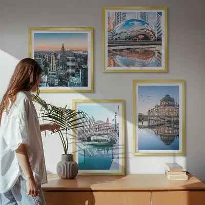 Arkitektur af byer på vandet billedvæg til over sofaen