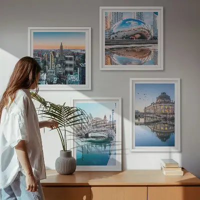 Arkitektur af byer på vandet billedvæg til over sofaen