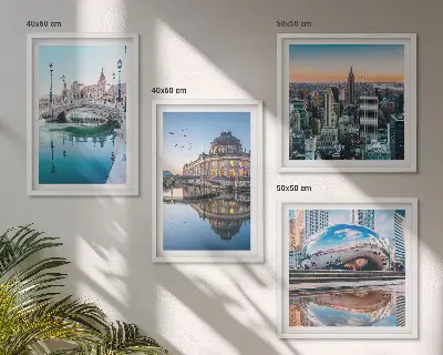Arkitektur af byer på vandet billedvæg til over sofaen