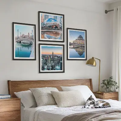 Arkitektur af byer på vandet billedvæg til over sofaen