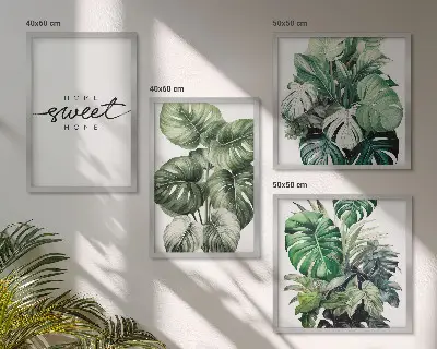 Søde hjem grønne planter billedvæg til over sofaen