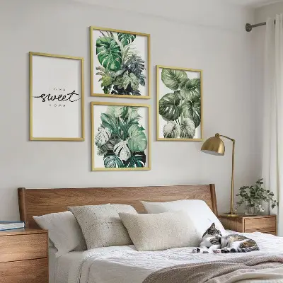 Søde hjem grønne planter billedvæg til over sofaen