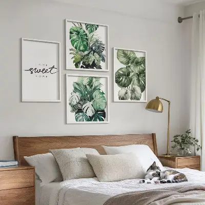 Søde hjem grønne planter billedvæg til over sofaen