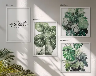 Søde hjem grønne planter billedvæg til over sofaen
