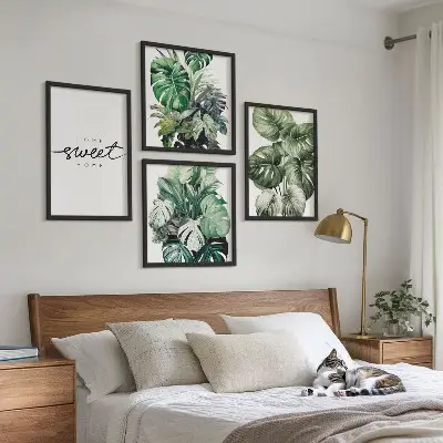 Søde hjem grønne planter billedvæg til over sofaen