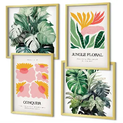 Blomster og blade moderne plakater billedvæg til over sofaen