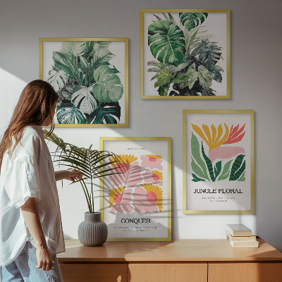 Billedvæg over sofa Blomster og blade moderne plakater