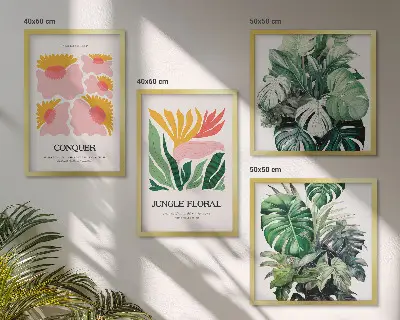 Blomster og blade moderne plakater billedvæg til over sofaen