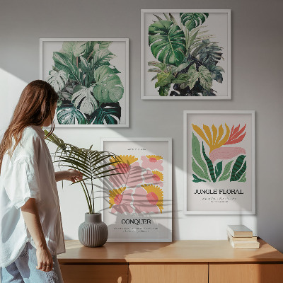 Billedvæg over sofa Blomster og blade moderne plakater