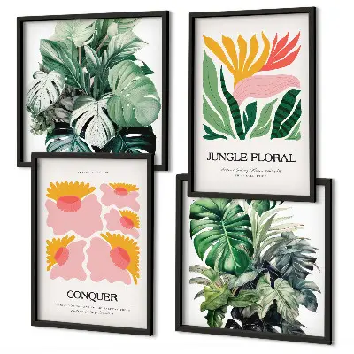 Blomster og blade moderne plakater billedvæg til over sofaen