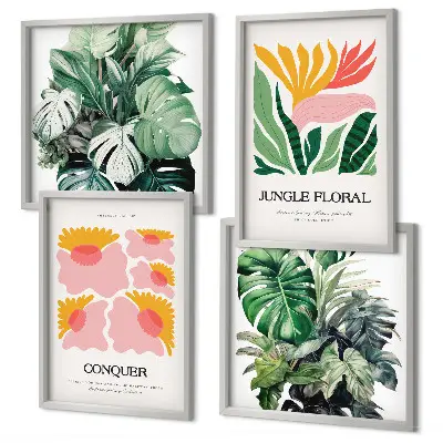 Blomster og blade moderne plakater billedvæg til over sofaen