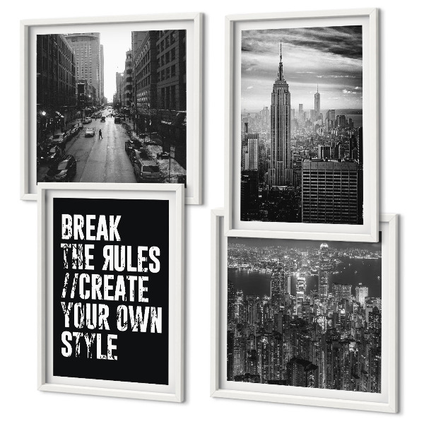 Billedvæg over sofa Inspiration til byens gader i sort og hvid