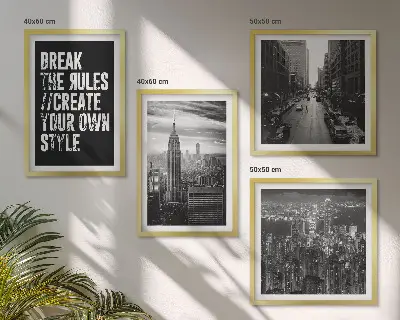 Billedvæg over sofa inspiration fra byens gader i sort og hvid