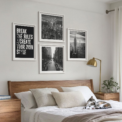 Billedvæg over sofa Inspiration til byens gader i sort og hvid