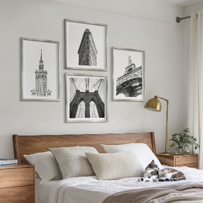 Billedsæt med ramme Arkitektur i sort og hvid minimalisme
