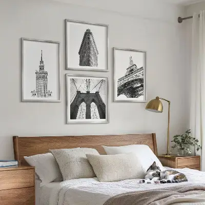 Arkitektur i sort og hvid minimalisme billedsæt med ramme