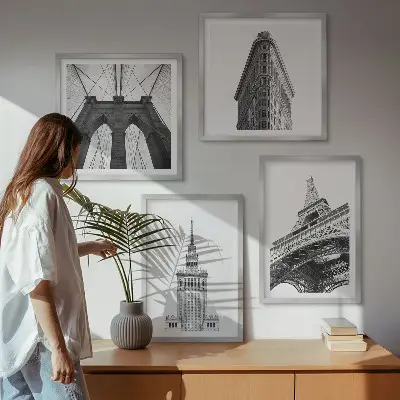 Arkitektur i sort og hvid minimalisme billedsæt med ramme