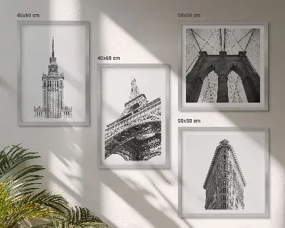 Arkitektur i sort og hvid minimalisme billedsæt med ramme