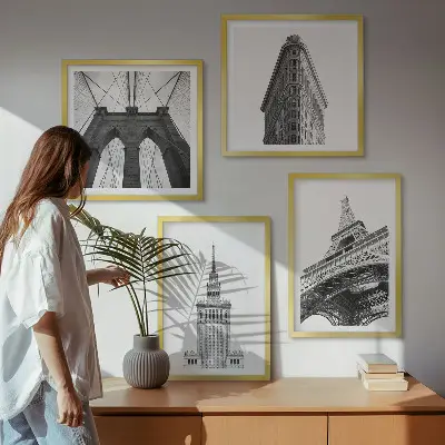 Arkitektur i sort og hvid minimalisme billedsæt med ramme