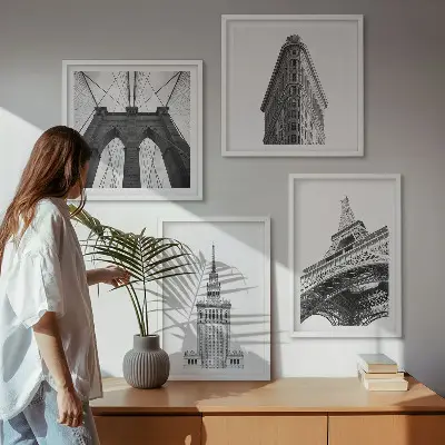Arkitektur i sort og hvid minimalisme billedsæt med ramme