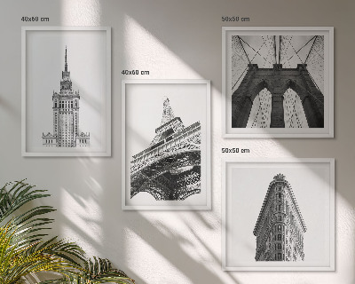 Billedsæt med ramme Arkitektur i sort og hvid minimalisme