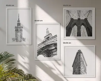 Arkitektur i sort og hvid minimalisme billedsæt med ramme