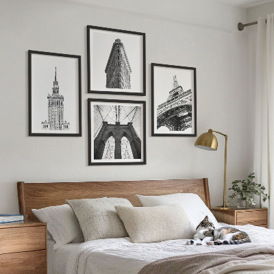 Billedsæt med ramme Arkitektur i sort og hvid minimalisme