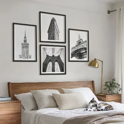 Arkitektur i sort og hvid minimalisme billedsæt med ramme