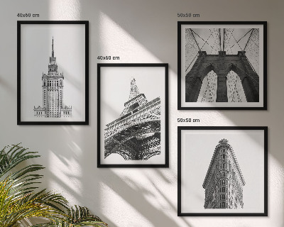 Billedsæt med ramme Arkitektur i sort og hvid minimalisme