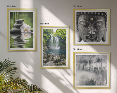 Billedvæg over sofa Harmoni af natursten vand Buddha