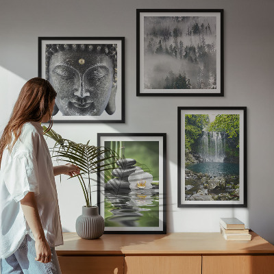 Billedvæg over sofa Harmoni af natursten vand Buddha