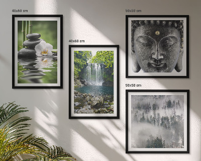 Billedvæg over sofa Harmoni af natursten vand Buddha